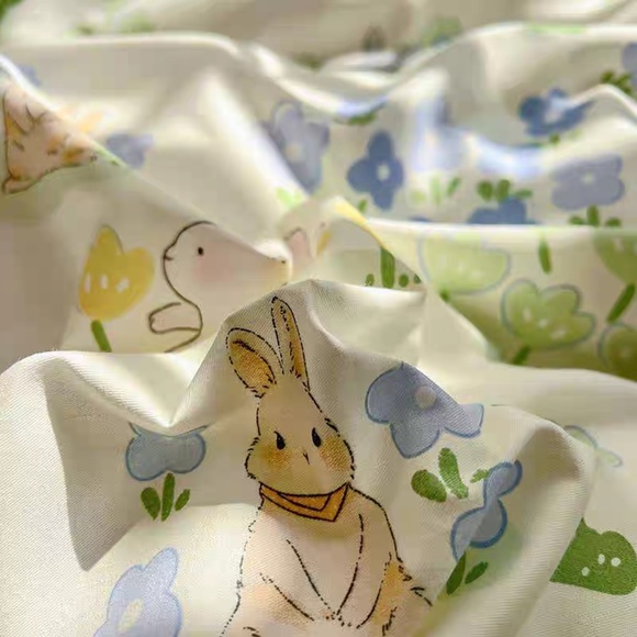 100% Cotton Duvet Cover Set 2Pcs Twin Comforter Cover Pillowcase Cute Bunny Soft - Picture 7 of 8